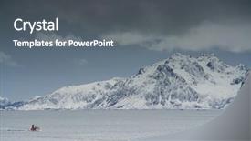  Presentation with ship - Theme having fishing ship in lofoten archipelago background and a dark gray colored foreground