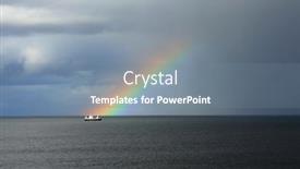  Presentation with ocean ship - Presentation design with fishing ship on the northern atlantic ocean background and a seafoam green colored foreground