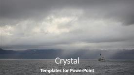  Presentation with ocean ship - Colorful presentation theme enhanced with fishing ship on the northern atlantic ocean backdrop and a gray colored foreground