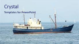  Presentation with fishing boat - Amazing presentation theme having fishing ship backdrop and a sky blue colored foreground