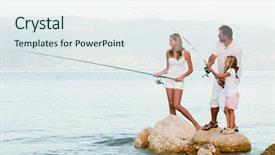  Presentation with fishing - Theme with fishing team - family fishing background and a sky blue colored foreground