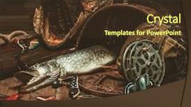  Presentation with wood carving tools - PPT layouts having fishing tools and fresh pike background and a tawny brown colored foreground