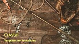  Presentation with fishing - Beautiful PPT layouts featuring fishing tools and pike's backdrop and a tawny brown colored foreground