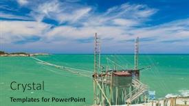  Presentation with towers - Beautiful slides featuring fishing-towers-near-vieste-np backdrop and a seafoam green colored foreground