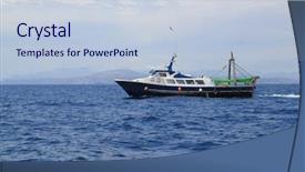 Presentation with blue professional - Presentation theme with fishing trawler professional boat working background and a lemonade colored foreground