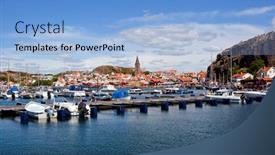  Presentation with swedish - Beautiful slides featuring fishing village fjallbacka on the swedish west coast backdrop and a light blue colored foreground