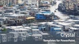  Presentation with fishing - Cool new PPT layouts with fishing village in hong kong backdrop and a ocean colored foreground