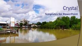  Presentation with ilegal fishing - Amazing theme having fishing village in trad- thailand backdrop and a sky blue colored foreground