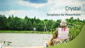  Presentation with spinning - Colorful slides enhanced with fishing with spinning from shore backdrop and a  colored foreground