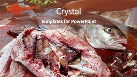  Presentation with fish - Beautiful slides featuring fishmonger hands preparing amberjack fish backdrop and a tawny brown colored foreground