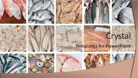  Presentation with top view of fresh fish - PPT layouts with fishy - collection of images of fresh background and a coral colored foreground