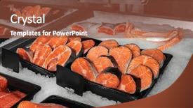  Presentation with top view of fresh fish - Cool new PPT theme with fishy - fresh fish in supermarket backdrop and a tawny brown colored foreground