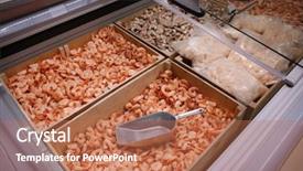  Presentation with frozen fish - Presentation theme having fishy - frozen shrimps in fish supermarket background and a  colored foreground