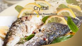  Presentation with herbs - Audience pleasing slides consisting of fishy - oven-baked sea bass with lemon backdrop and a yellow colored foreground