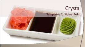  Presentation with soy sauce - Audience pleasing PPT theme consisting of fishy - pickled ginger with soy sauce backdrop and a  colored foreground