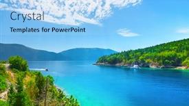  Presentation with village - Theme featuring fiskardo-village-kefalonia-island-greece background and a light blue colored foreground