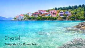  Presentation with village - Slide set having fiskardo-village-kefalonia-island-greece background and a arctic colored foreground