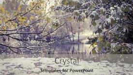  Presentation with pond - Slide deck with fisrt snow in park calm autumn scene pond in park background and a light gray colored foreground