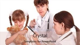  Presentation with aid - Presentation theme having fist aid - doctor giving injection to child background and a  colored foreground