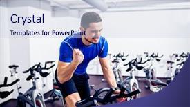  Presentation with fist pump - Audience pleasing PPT theme consisting of fist pump - spinning instructor at gym backdrop and a lemonade colored foreground