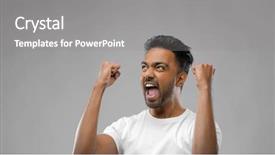  Presentation with fist pump - Theme consisting of fist pump - success emotion and expression concept background and a gray colored foreground