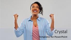  Presentation with african people - Cool new theme with fist pump - success winning gesture and people backdrop and a light blue colored foreground