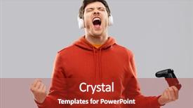  Presentation with fist pump - PPT layouts enhanced with fist pump - technology gaming and people concept background and a crimson colored foreground