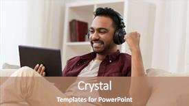  Presentation with fist pump - Slide set enhanced with fist pump - technology leisure and people concept background and a coral colored foreground