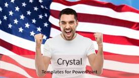  Presentation with angry people - Cool new presentation design with fists and shouting over american backdrop and a coral colored foreground