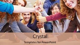  Presentation with teamwork cooperation - Beautiful PPT theme featuring fists for cooperation and teamwork backdrop and a coral colored foreground