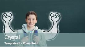  Presentation with digital - Cool new PPT layouts with digital composite of student boy backdrop and a seafoam green colored foreground