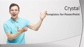  Presentation with sales forecast people behind success - Presentation with fists in the air feel background and a white colored foreground