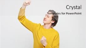  Presentation with victory - Beautiful presentation design featuring fists in the air feel backdrop and a light gray colored foreground