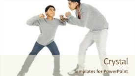  Presentation with elementary - Slide deck consisting of fists towards his much taller background and a cream colored foreground