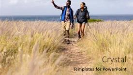  Presentation with nature countryside - PPT theme enhanced with fit-afrcan-american-couple-wearing background and a coral colored foreground