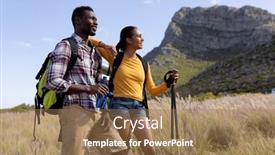  Presentation with nature countryside - PPT theme with fit-afrcan-american-couple-wearing background and a coral colored foreground