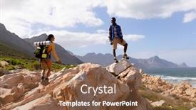  Presentation with backpacks - Theme featuring fit-afrcan-american-couple-wearing background and a tawny brown colored foreground