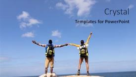  Presentation with healthy-lifestyle - PPT theme consisting of fit-afrcan-american-couple-wearing background and a light blue colored foreground