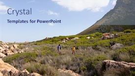  Presentation with backpacks - Slide set with fit-afrcan-american-couple-wearing background and a light blue colored foreground