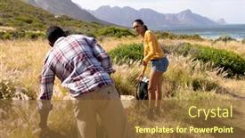  Presentation with nature countryside - PPT layouts with fit-african-american-couple-resting background and a tawny brown colored foreground