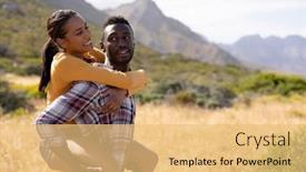  Presentation with nature countryside - Theme featuring fit-african-american-couple-resting background and a yellow colored foreground