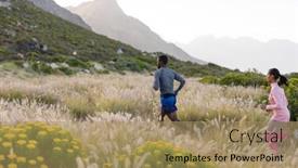  Presentation with tall - Cool new PPT theme with fit-african-american-couple backdrop and a coral colored foreground