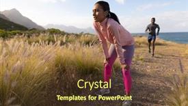  Presentation with tall - Colorful slides enhanced with fit-african-american-couple backdrop and a tawny brown colored foreground