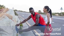  Presentation with coastal - Slide deck having fit-african-american-man background and a seafoam green colored foreground