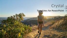  Presentation with african sunset - Cool new PPT theme with fit-african-american-woman-hiking backdrop and a light blue colored foreground