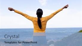  Presentation with nature countryside - Theme with fit-african-american-woman-standing background and a light blue colored foreground