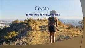  Presentation with los angeles - Colorful slide set enhanced with fit-african-american-woman-walking backdrop and a light blue colored foreground