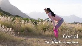  Presentation with tall - Colorful theme enhanced with fit-african-american-woman backdrop and a violet colored foreground