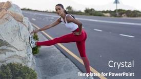  Presentation with coastal - Cool new PPT layouts with fit-african-american-woman backdrop and a gray colored foreground