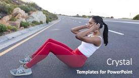  Presentation with coastal - Slides with fit-african-american-woman background and a ocean colored foreground